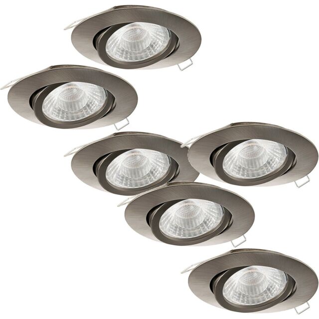 Loops 2 PACK 3 PACK Adjustable Ceiling Downlight Satin Nickel Cast Aluminium 5W GU10 in Metallics - image 1