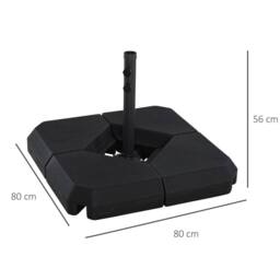 OUTSUNNY 4PCs Fillable Parasol Base with Steel Cross Base Umbrella Weight in Black - thumbnail 3