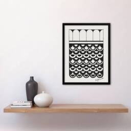 Artery8 Geometric Ornament of Scales De Mesquita Framed Wall Art Print in White - Size: A4 - thumbnail 4