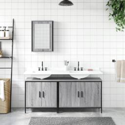 Berkfield Home 3 Piece Bathroom Furniture Set Grey Sonoma Engineered Wood - thumbnail 3