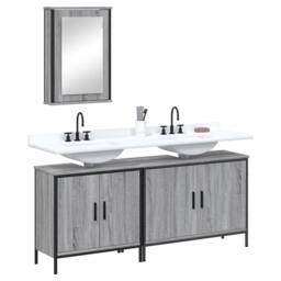 Berkfield Home 3 Piece Bathroom Furniture Set Grey Sonoma Engineered Wood - thumbnail 2