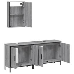 Berkfield Home 3 Piece Bathroom Furniture Set Grey Sonoma Engineered Wood - thumbnail 5