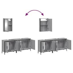 Berkfield Home 3 Piece Bathroom Furniture Set Grey Sonoma Engineered Wood - thumbnail 9