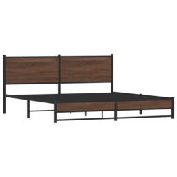 Berkfield Home Metal Bed Frame without Mattress Brown Oak 180x200 cm Super King - thumbnail 1