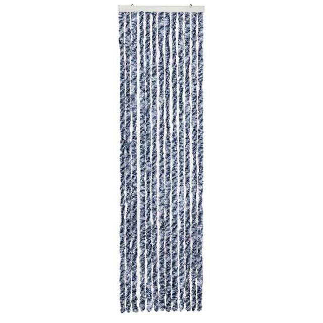 Berkfield Home Insect Curtain Blue, White & Silver 56x185 cm Chenille - image 1