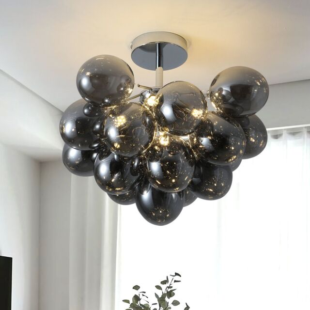 Garwarm 4 Light 40cm Modern Sputnik Glass Bubble Semi Flush Mount in Black - image 1