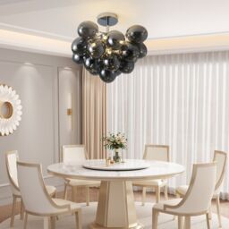 Garwarm 4 Light 40cm Modern Sputnik Glass Bubble Semi Flush Mount in Black - thumbnail 6