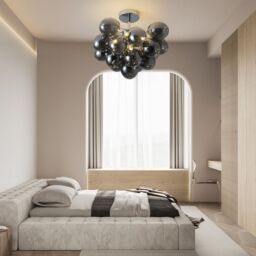 Garwarm 4 Light 40cm Modern Sputnik Glass Bubble Semi Flush Mount in Black - thumbnail 8
