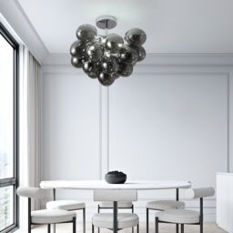 Garwarm 4 Light 40cm Modern Sputnik Glass Bubble Semi Flush Mount in Black - thumbnail 3
