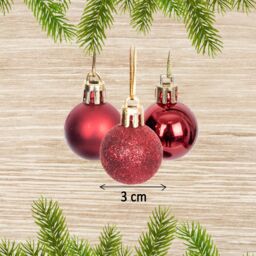 Shatchi BAUBLES DARK RED 3CM 24PCS SET PVC - thumbnail 4
