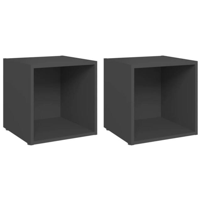Berkfield Home TV Cabinets 2 pcs Grey 37x35x37 cm Engineered Wood - Size: 37 x 35 x 37 cm - image 1