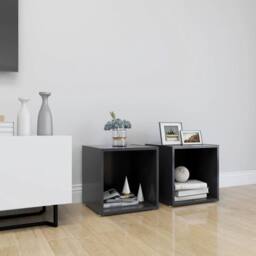 Berkfield Home TV Cabinets 2 pcs Grey 37x35x37 cm Engineered Wood - Size: 37 x 35 x 37 cm - thumbnail 2