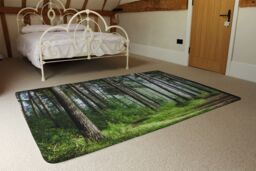 Benjamin Tate Design Beautiful Summer Forest With Different Trees Designer Rug in Natural - Size: Large - thumbnail 3