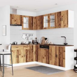 Berkfield Home 11 Piece Kitchen Cabinet Set Porto Old Wood Engineered Wood in Brown - thumbnail 3