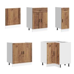 Berkfield Home 11 Piece Kitchen Cabinet Set Porto Old Wood Engineered Wood in Brown - thumbnail 4