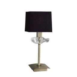 Netlighting Akira Table Lamp 1 Light E14 Antique Brass With Black Shade in Bronze - thumbnail 1