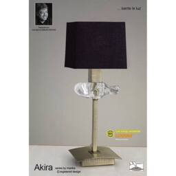 Netlighting Akira Table Lamp 1 Light E14 Antique Brass With Black Shade in Bronze - thumbnail 2
