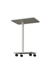 Living and Home Modern Minimalist C Shaped Side Table with Lockable Wheels in White - thumbnail 6