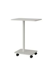 Living and Home Modern Minimalist C Shaped Side Table with Lockable Wheels in White - thumbnail 5
