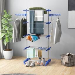 Havendro 4-Tier Large Clothes Airer Stainless Steel Clothes Drying in Blue - thumbnail 5