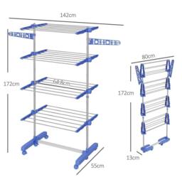 Havendro 4-Tier Large Clothes Airer Stainless Steel Clothes Drying in Blue - thumbnail 2