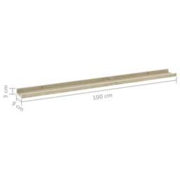 Berkfield Home Wall Shelves 4 pcs White & Sonoma Oak 100x9x3 cm in Light Beige - Size: 100 x 9 x 3 cm - thumbnail 9