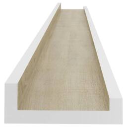 Berkfield Home Wall Shelves 4 pcs White & Sonoma Oak 100x9x3 cm in Light Beige - Size: 100 x 9 x 3 cm - thumbnail 6