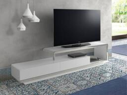 Angel Cerda White MDF TV Stand with Chromed Stainless Steel Base - thumbnail 3