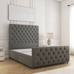 "BSSPOKE Maya Divan Bed Set Plush Velvet 54"" Headboard No Drawers No Mattress in Grey - Size: Single" - thumbnail 1
