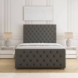 "BSSPOKE Maya Divan Bed Set Plush Velvet 54"" Headboard No Drawers No Mattress in Grey - Size: Single" - thumbnail 2