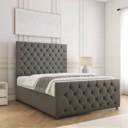 "BSSPOKE Maya Divan Bed Set Plush Velvet 54"" Headboard No Drawers No Mattress in Grey - Size: Single" - thumbnail 3