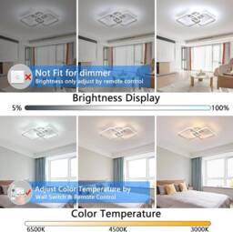 Goeco LED Ceiling Light, Dimmable, 50W, with Remote Control, for Bedroom in White - thumbnail 2