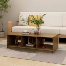 Berkfield Home Coffee Table Honey Brown 110x50x34 cm Solid Pinewood - Size: 110 x 50 x 34 cm - thumbnail 2