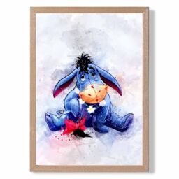 ARTZE Eeyore Watercolour Winnie the Pooh Art Print with Oak Frame SIZE: A2 in Purple - Size: A3 - thumbnail 2