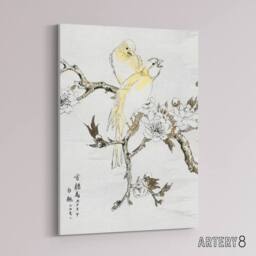 "Artery8 Canary Peach Tree Flowers Japanese Canvas Wall Art Print Kashu - Size: W18"" x H24""" - thumbnail 2