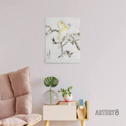 "Artery8 Canary Peach Tree Flowers Japanese Canvas Wall Art Print Kashu - Size: W18"" x H24""" - thumbnail 3