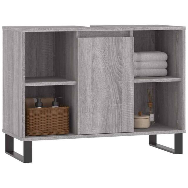 Berkfield Home Durable Bathroom Cabinet Grey Sonoma 80x33x60 cm Engineered Wood - Size: 80 x 33 x 60 cm - image 1