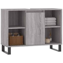 Berkfield Home Durable Bathroom Cabinet Grey Sonoma 80x33x60 cm Engineered Wood - Size: 80 x 33 x 60 cm - thumbnail 1