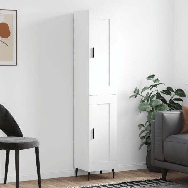 Berkfield Home Highboard White 34.5x34x180 cm Engineered Wood - image 1