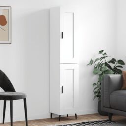 Berkfield Home Highboard White 34.5x34x180 cm Engineered Wood - thumbnail 1