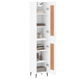 Berkfield Home Highboard White 34.5x34x180 cm Engineered Wood - thumbnail 3