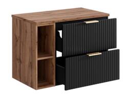 Vente-unique Striped Wall-Hung Vanity Unit With Niches - Black & Light Natural - thumbnail 5