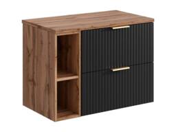 Vente-unique Striped Wall-Hung Vanity Unit With Niches - Black & Light Natural - thumbnail 1