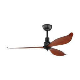 Loops Remote Control Electric Ceiling Fan Matt Black Steel Conservatory 1320mm