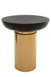 Orsina Black & Gold Side Table, Retro Modern Round Metal Table With Contrasting Finish, Iron Accent Table - thumbnail 1