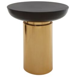 Orsina Black & Gold Side Table, Retro Modern Round Metal Table With Contrasting Finish, Iron Accent Table - thumbnail 5