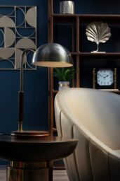 Orsina Black & Gold Side Table, Retro Modern Round Metal Table With Contrasting Finish, Iron Accent Table - thumbnail 2