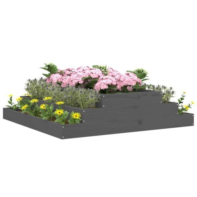 Berkfield Home Planter Grey 110x110x27 cm Solid Wood Pine - Size: 110 x 110 x 27 cm - image 1