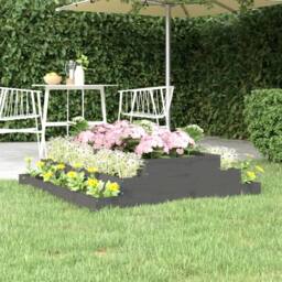 Berkfield Home Planter Grey 110x110x27 cm Solid Wood Pine - Size: 110 x 110 x 27 cm - thumbnail 2