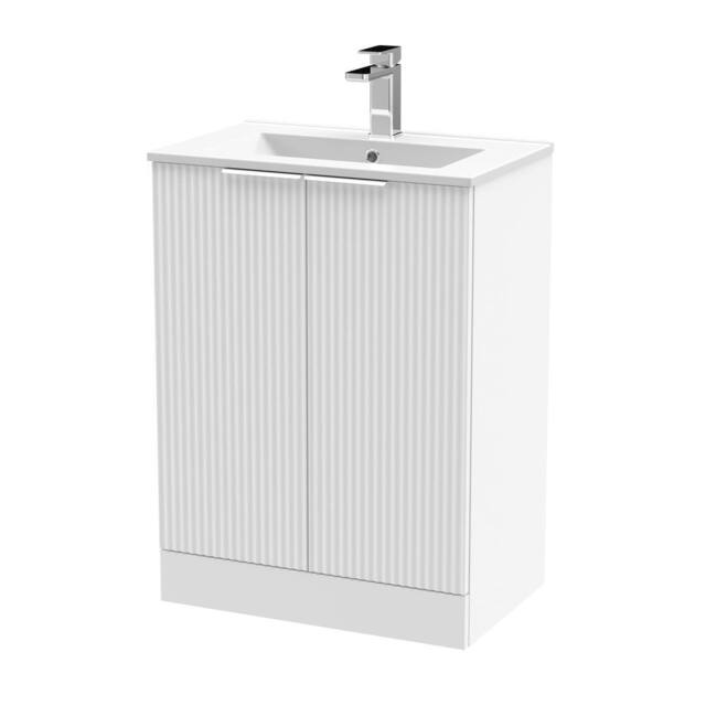 Balterley Tixall Fluted 2 Door Vanity Basin Unit, Satin White, 600mm in White - image 1
